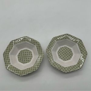 Set of 2 Vintage Independence Limerick Fruit Sauce Bowl Bowls Ironstone Green